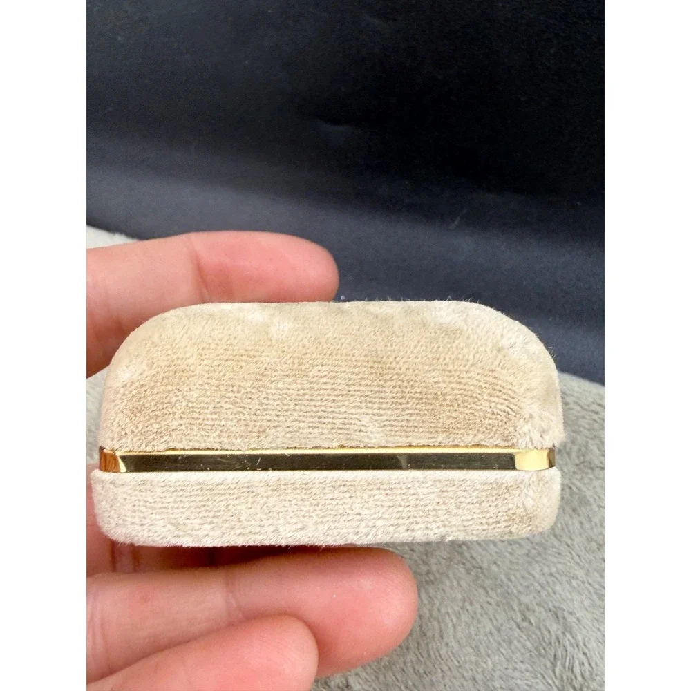 Vintage Black Hills Gold Jewelry Presentation Box Tan Velvet Satin Lined Small